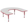 60" x 66" Horseshoe Activity Table with Adjustable Chunky Legs - Gray/Red