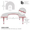 60" x 66" Horseshoe Activity Table with Adjustable Chunky Legs - Gray/Red