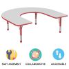 60" x 66" Horseshoe Activity Table with Adjustable Chunky Legs - Gray/Red