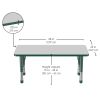 24" x 48" Rectangle Activity Table with Adjustable Chunky Legs - Gray/Green