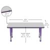 24" x 48" Rectangle Activity Table with Adjustable Chunky Legs - Gray/Purple