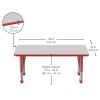 24" x 48" Rectangle Activity Table with Adjustable Chunky Legs - Gray/Red
