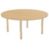 48" x 48" Round Activity Table with Adjustable Chunky Wood Legs - Maple Grain/Wood Legs