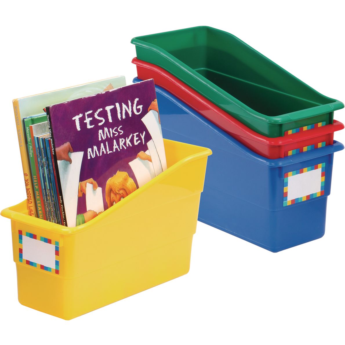Durable Book And Binder Holders Primary Colors 4 bins