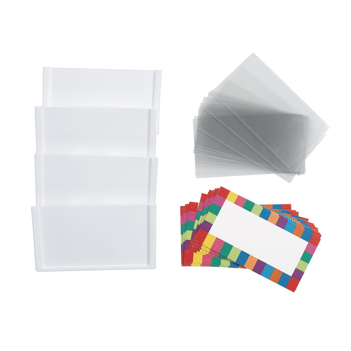 ClipOn Label Holders with Labels 4 holders, 8 labels, 4 covers