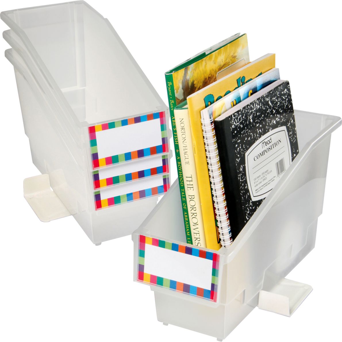 Durable Book And Binder Holder With Stabilizer Wing and Label Holder