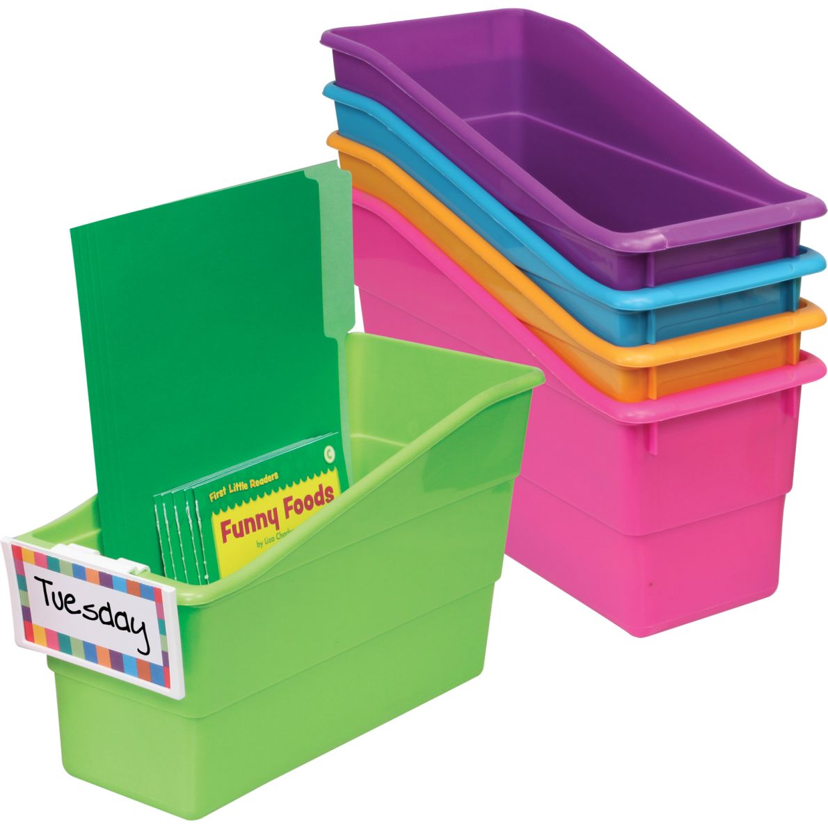 Durable Book And Binder Holders With Universal Label Holders 5Pack Neon