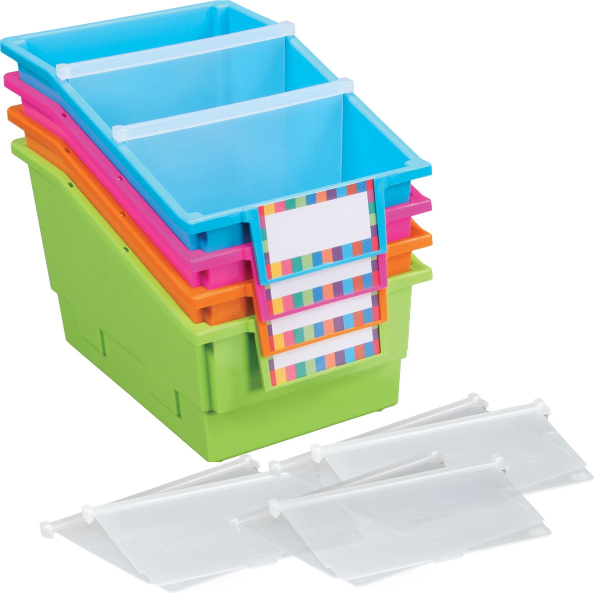 Chapter Book Library Bins™ With Dividers Neon