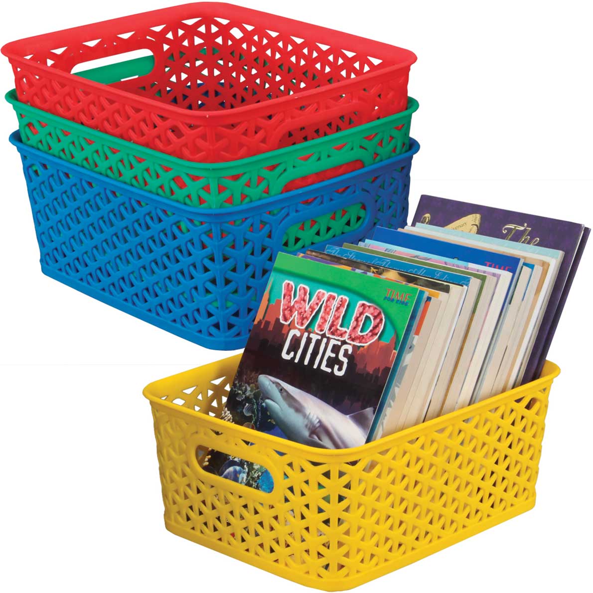 Book And Supply Baskets, Medium Rectangle Primary