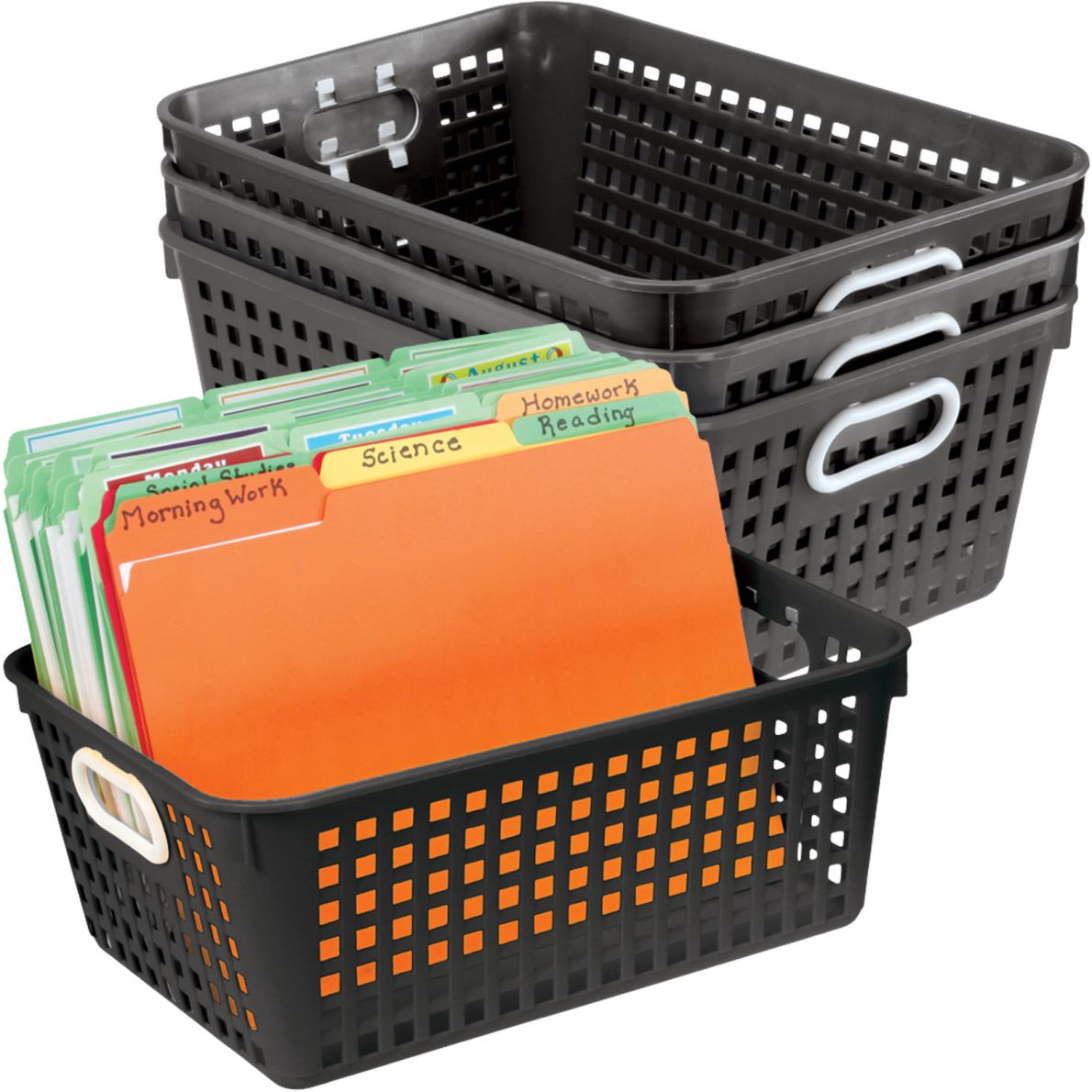 Book Baskets, Large Rectangle Black 4 baskets
