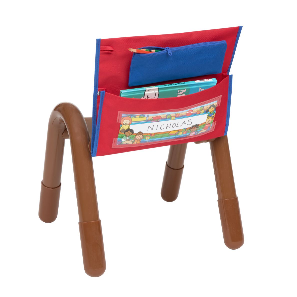 Early Childhood Deluxe Chair Pockets with Pencil Case 6 Pack Red/Blue