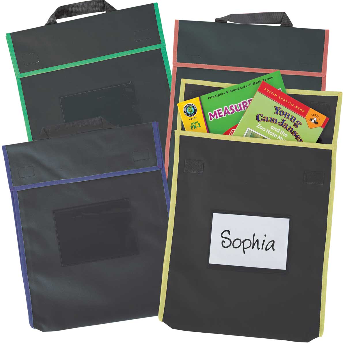 Store More® Large Book Pouches Black With Primary Trim Set Of 36