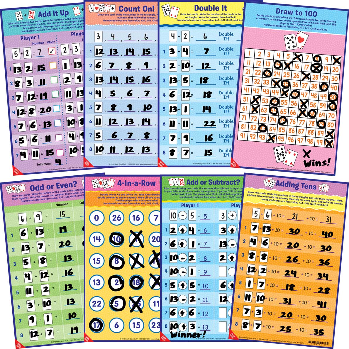 Math Mats Playing Card Games Set 1
