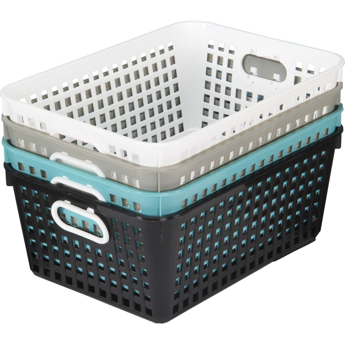 Large Rectangle Book Baskets Neutral Colors 4 baskets