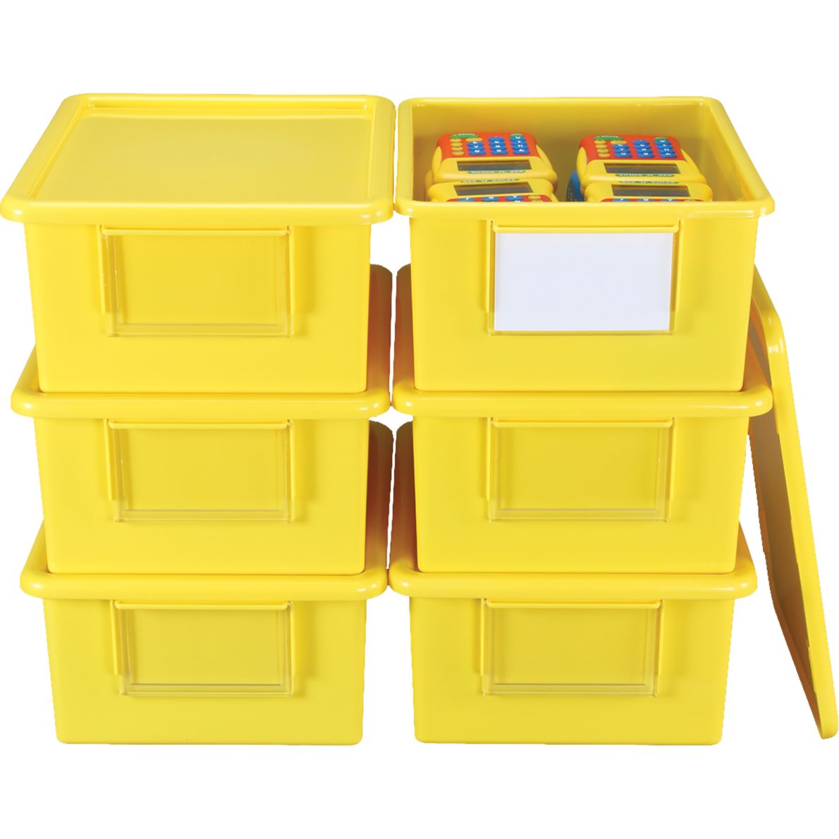 Large EasyLabel Bins With Lids, 6Pack