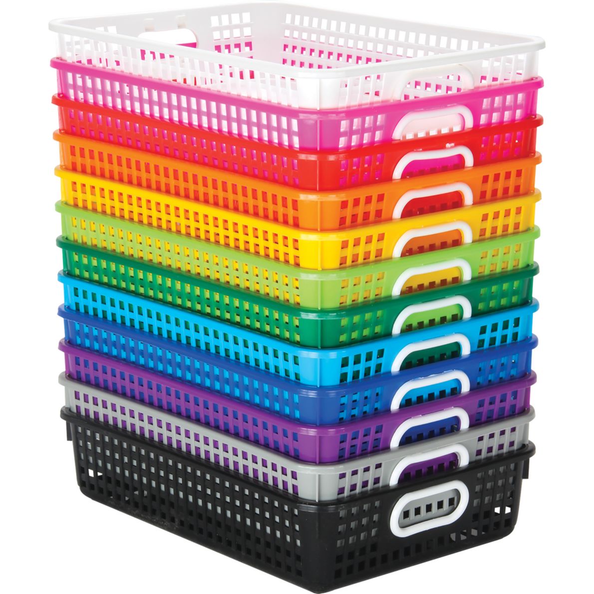 Classroom Paper Baskets 12Pack Rainbow