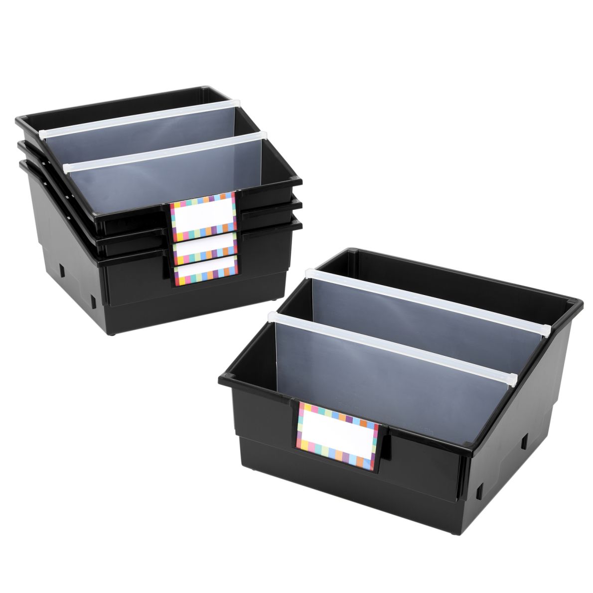 4Pack SingleColor Picture Book Classroom Library Bins™ With Dividers