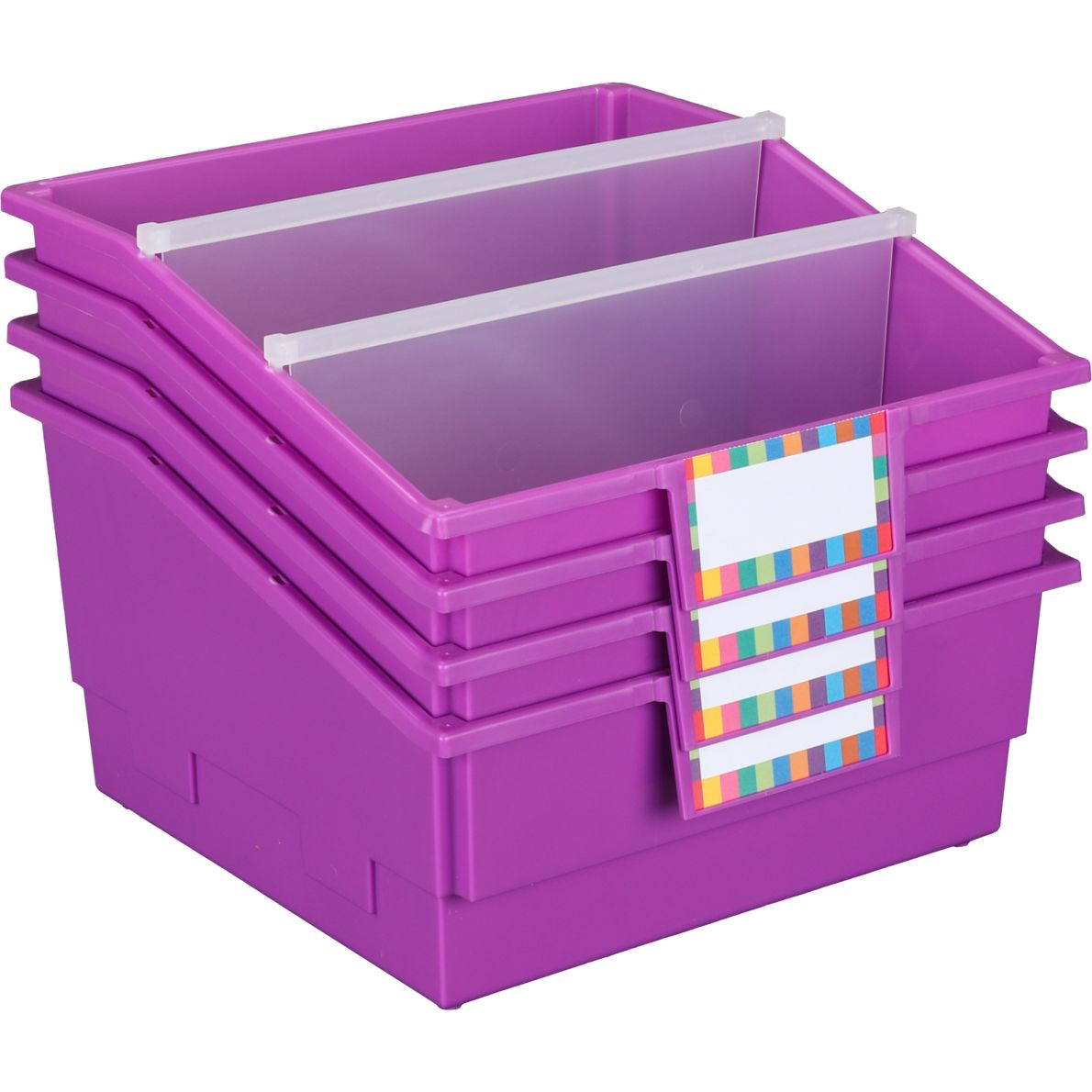 4Pack SingleColor Picture Book Classroom Library Bins™ With Dividers