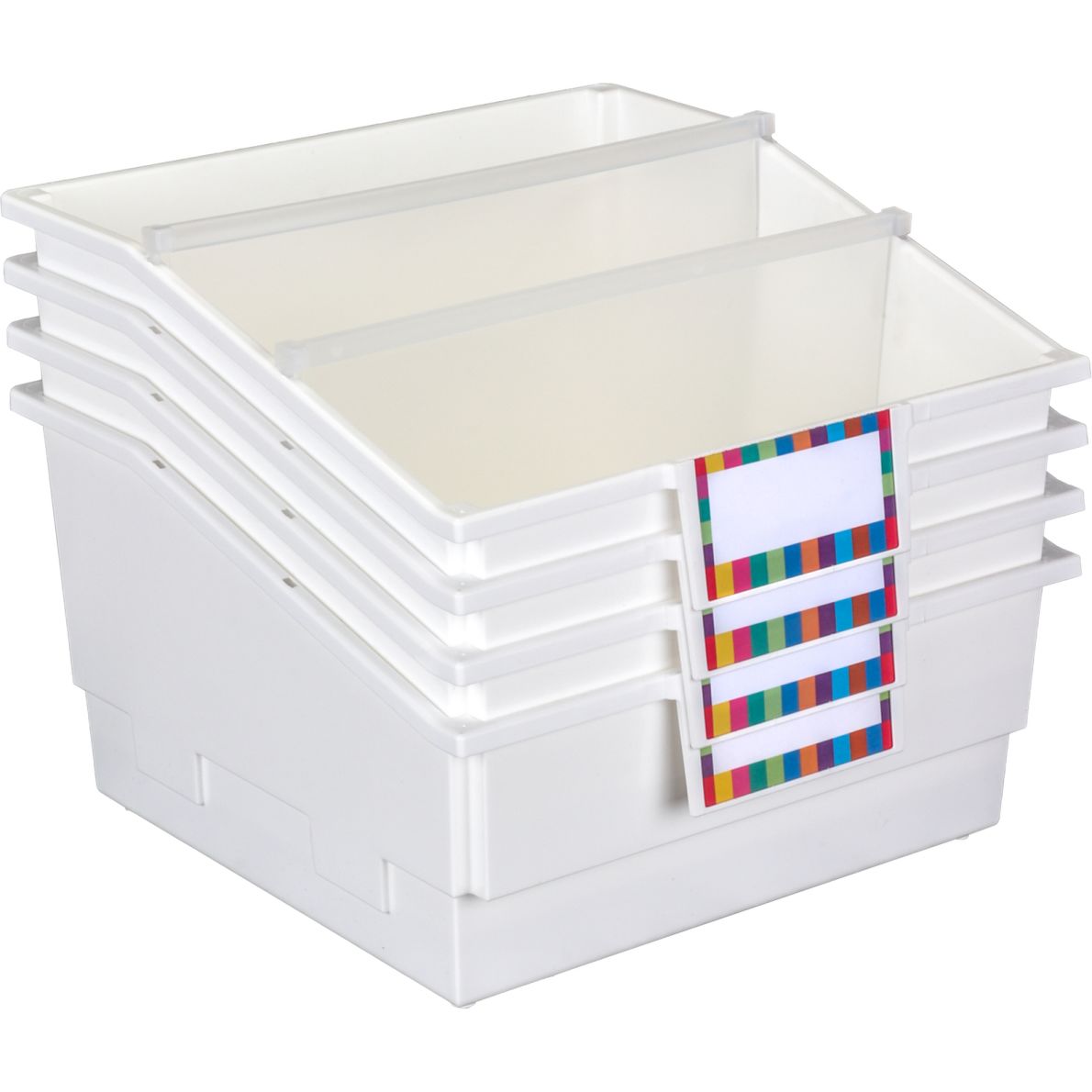 4Pack SingleColor Picture Book Classroom Library Bins™ With Dividers