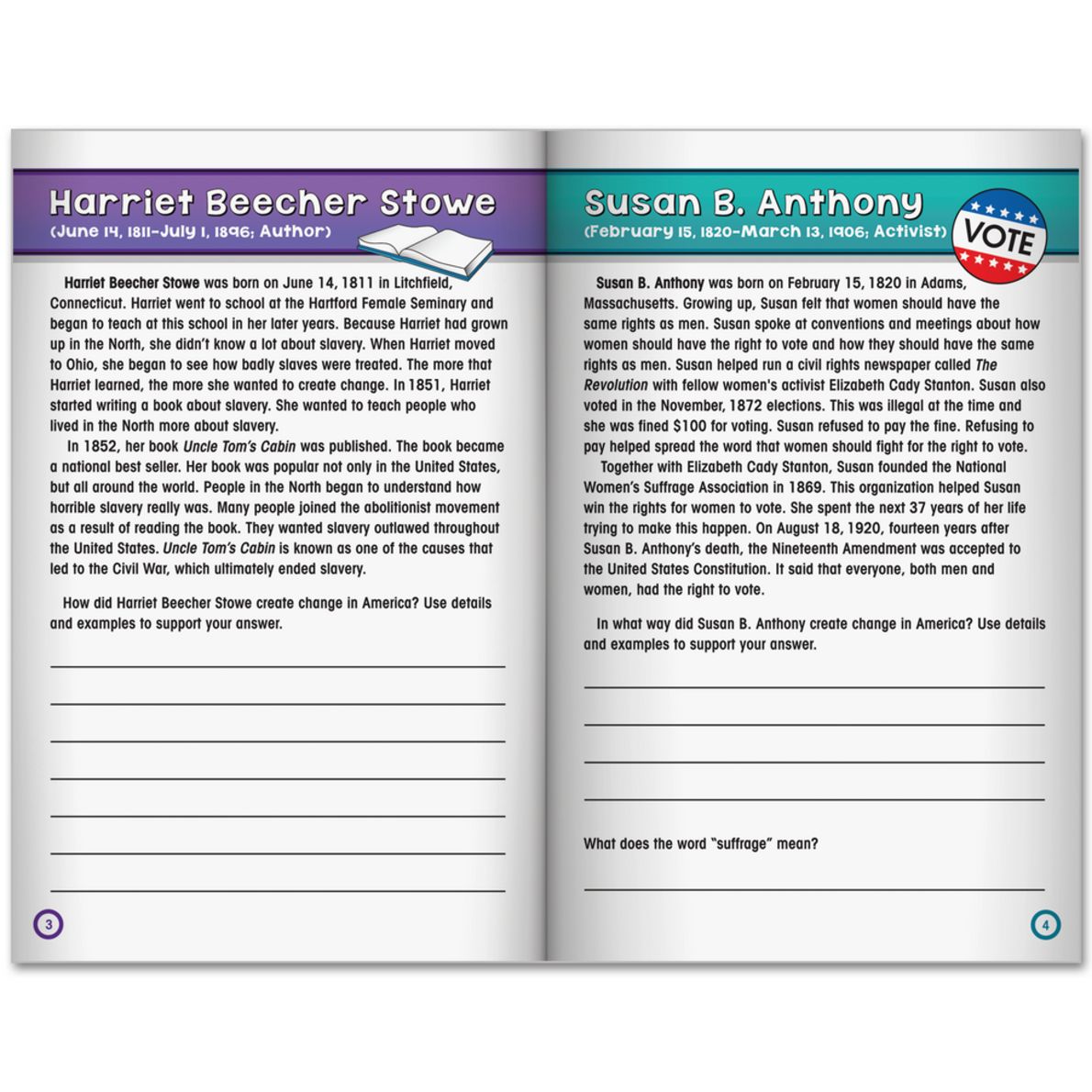 Social Studies Learning Journals Famous American Women 24 journals