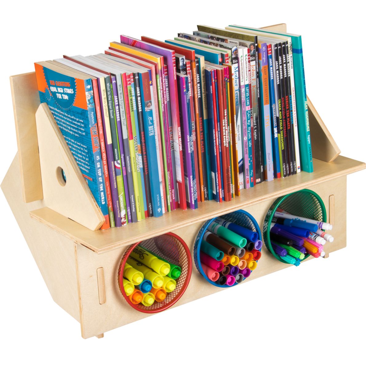 Desktop Bookshelf With Cups 1 bookshelf, 3 cups