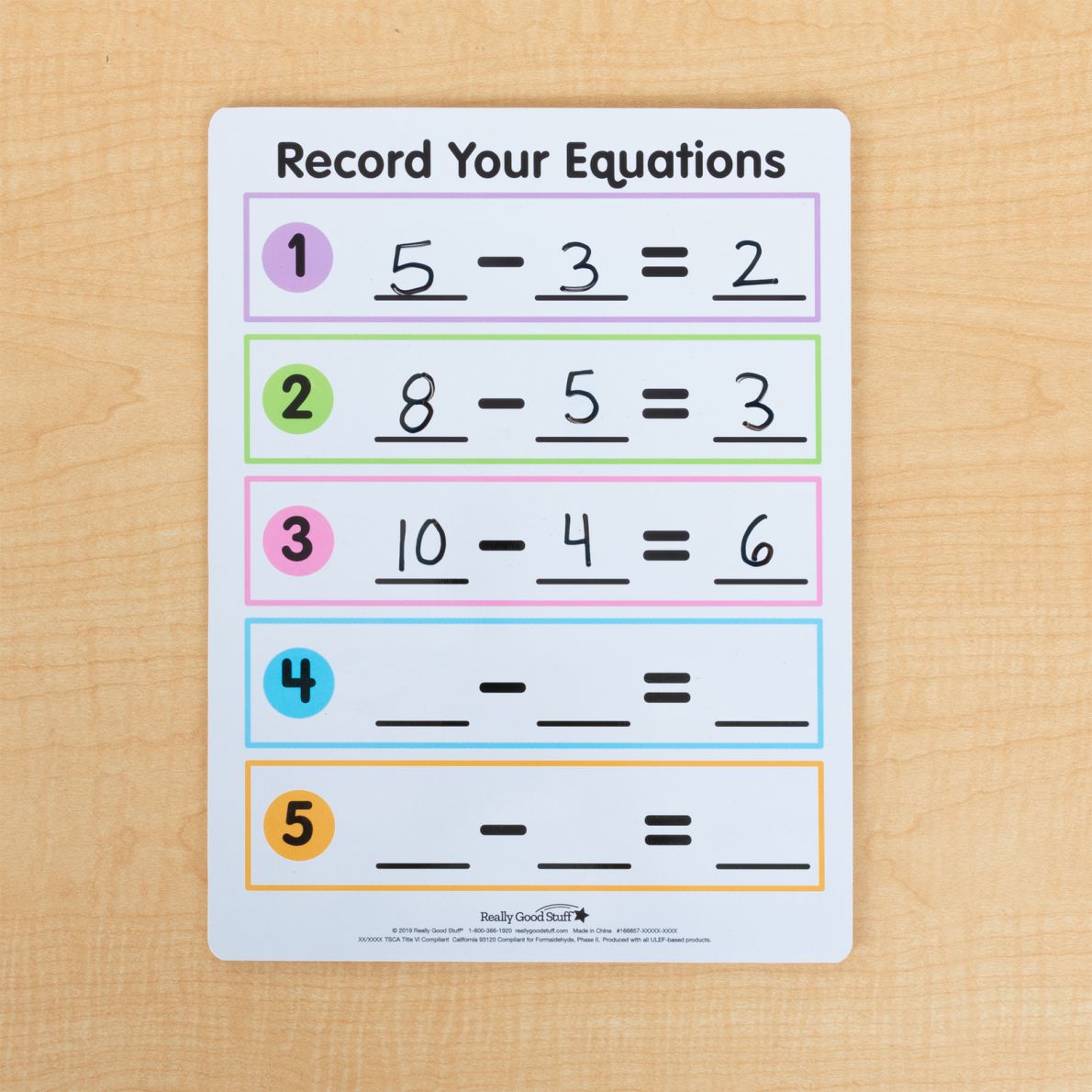 Math Facts Dry Erase Boards Addition And Subtraction Set Of 6