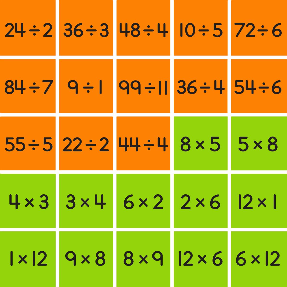 Multiplication And Division Basic Facts Stacking Tiles Game 1 game