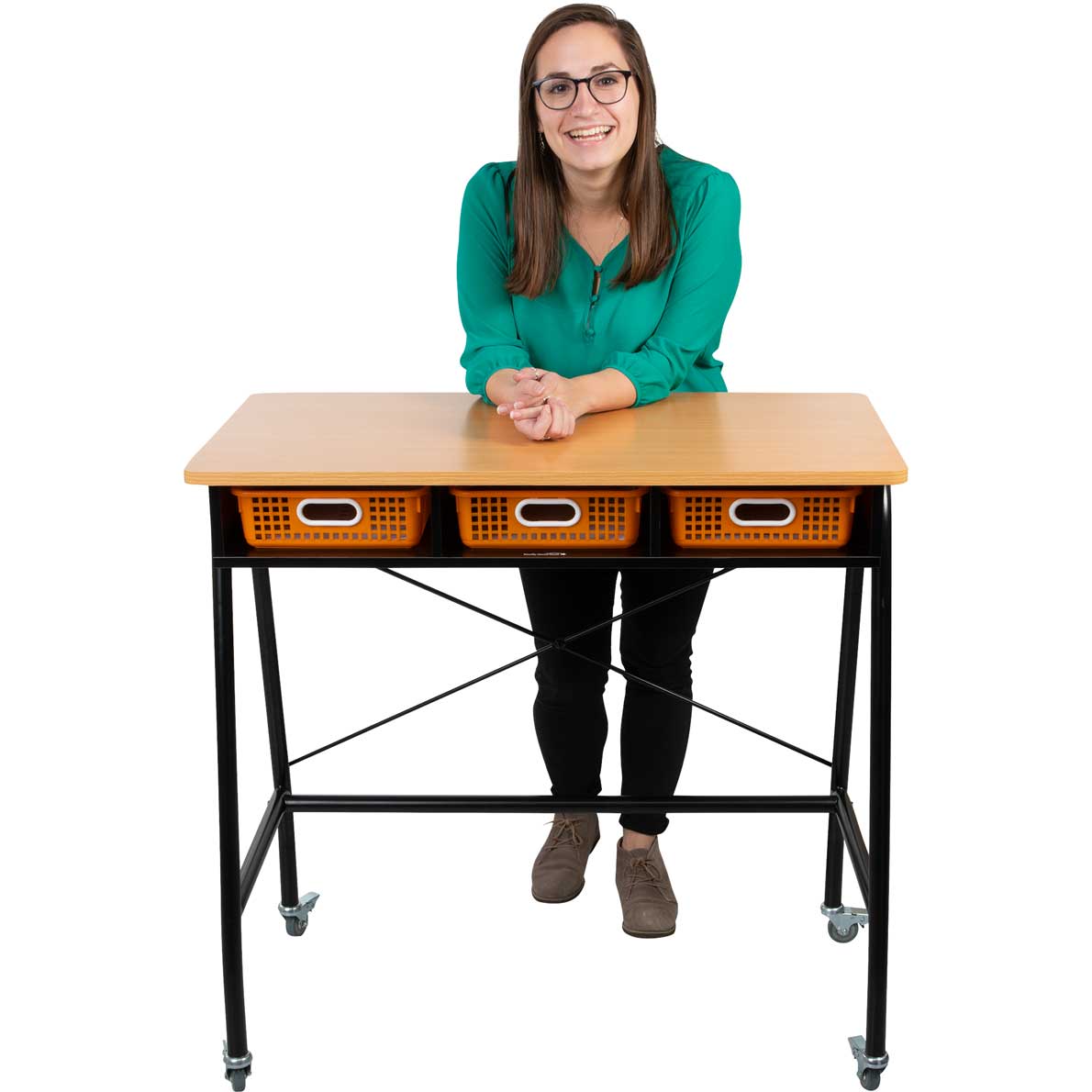 Teacher Standing Desk With Baskets 1 standing desk, 3 baskets