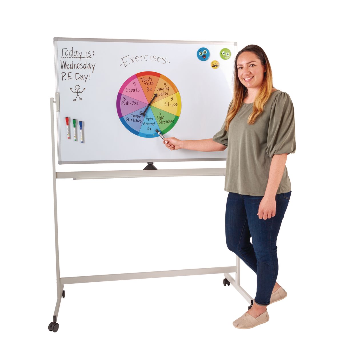 Mobile Reversible Dry Erase Whiteboard Easel