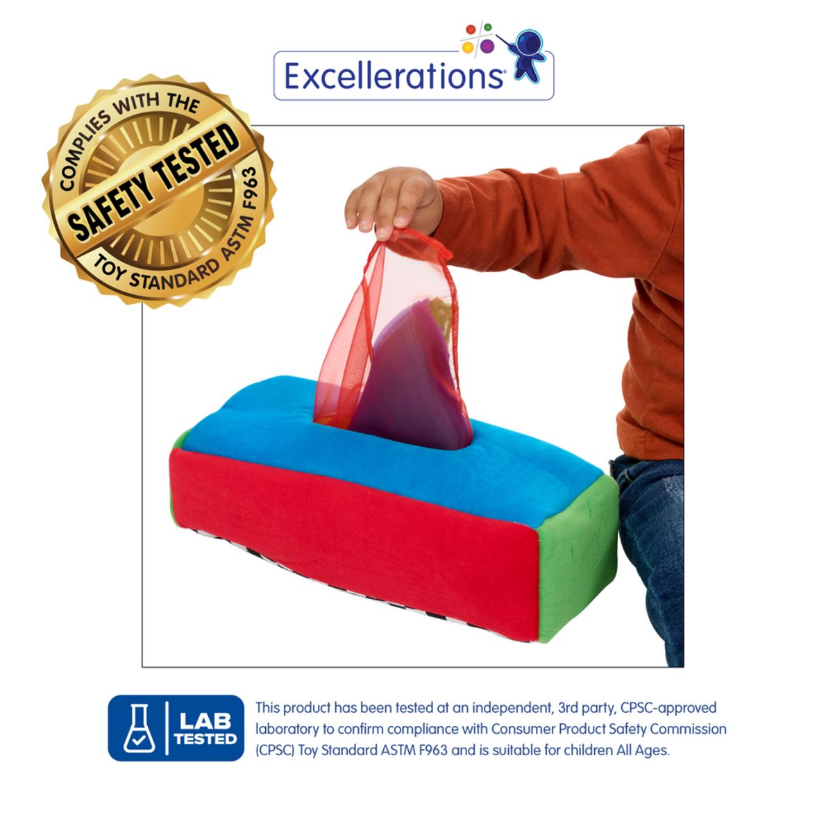 Excellerations® Plush Pull and Play Tissue Box 12 Scarves