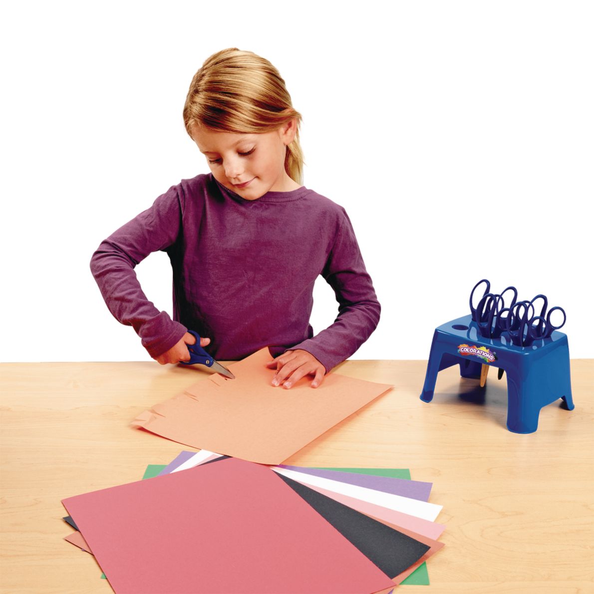 Set of 12 Plastic Scissors and 2 Scissor Holders