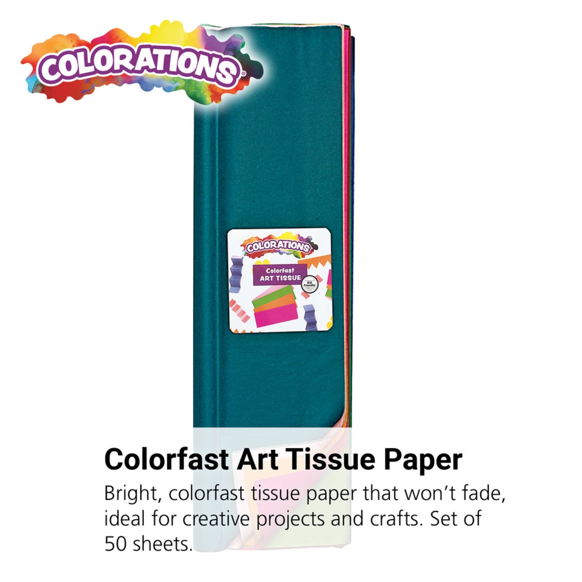 Color Changing Compression Paper Colorations® Colorfast Art Tissue Paper – 50 Sheets