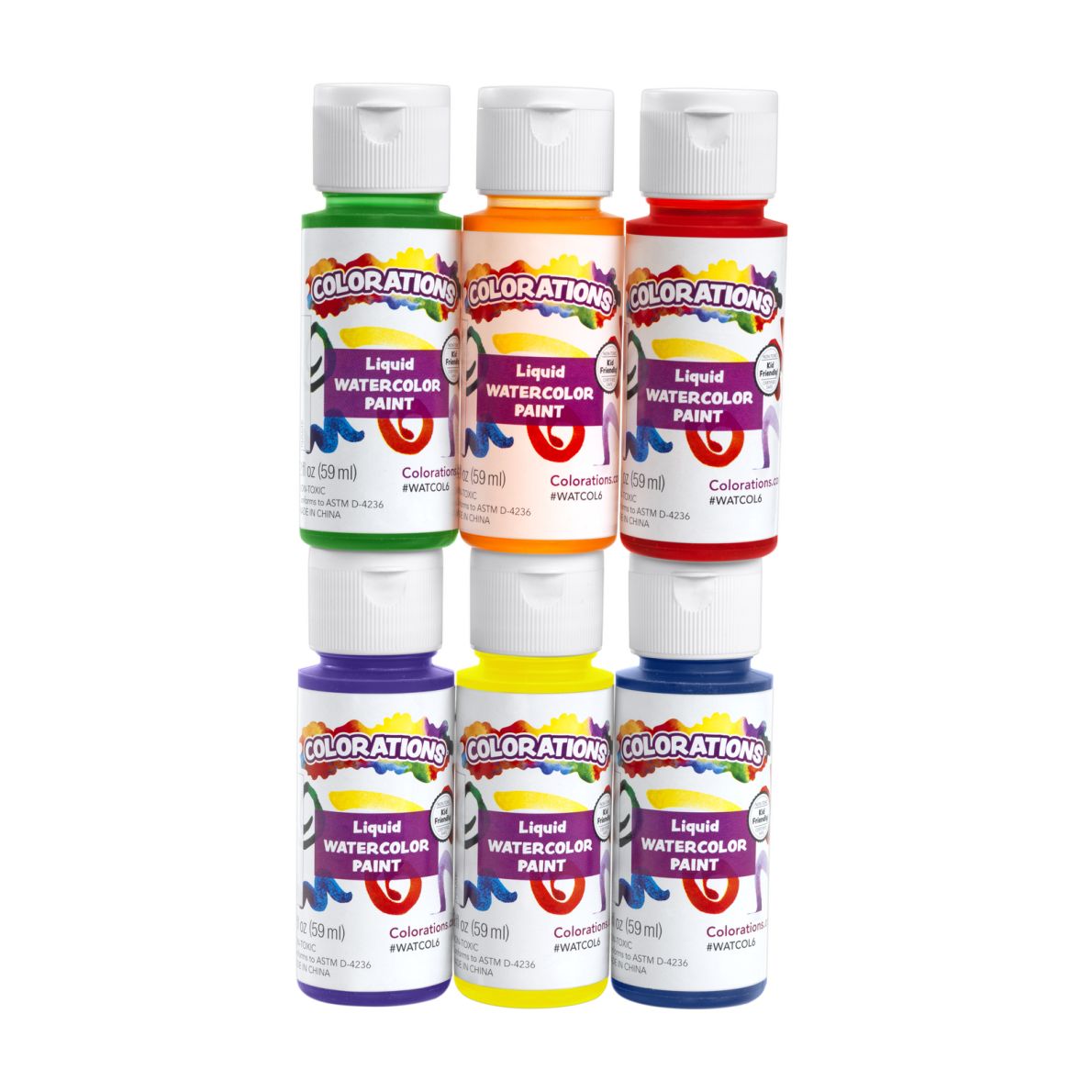 Colorations® Liquid Watercolor Paints Set of 6 Colors, Each 2oz