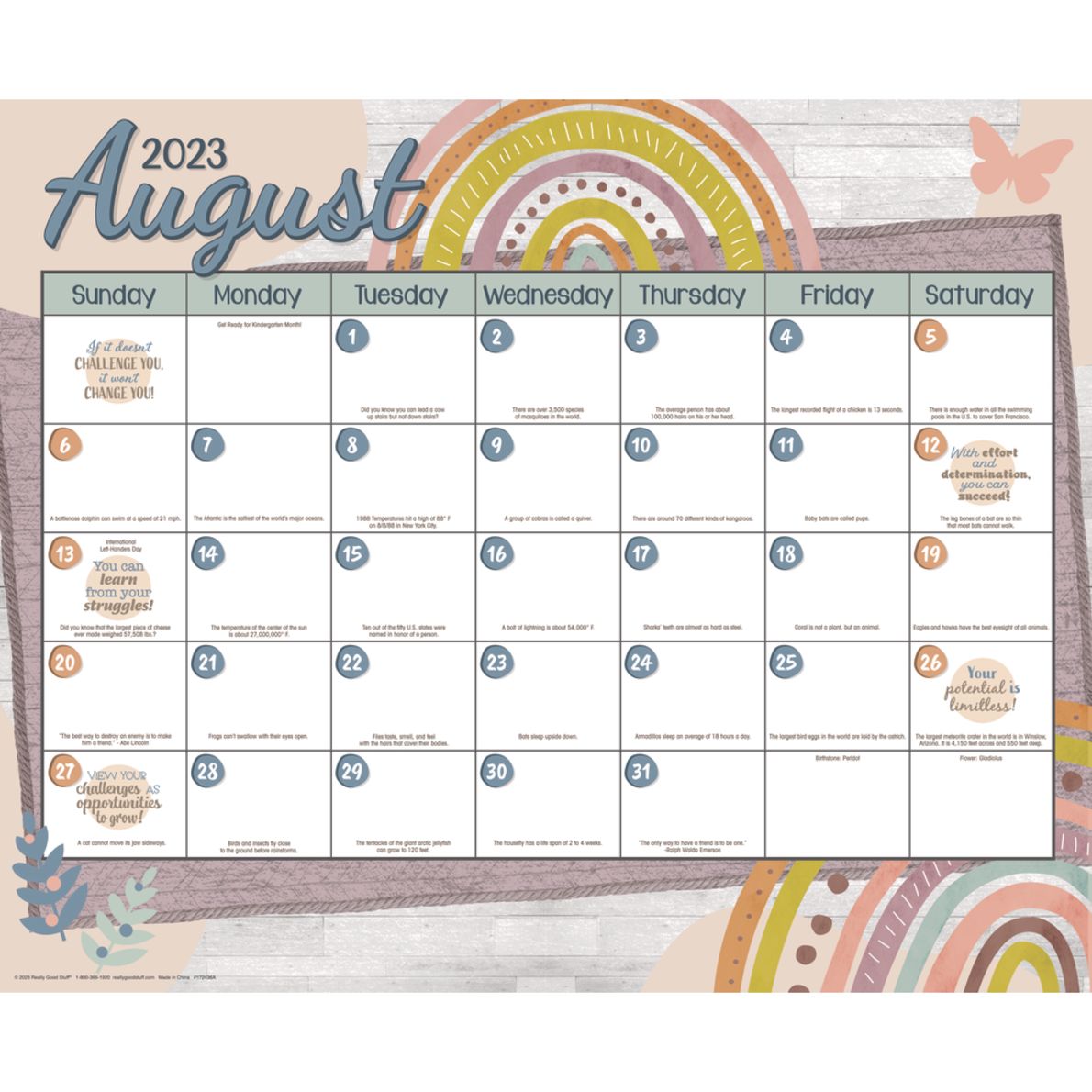 Really Good Stuff® Boho Monthly Calendar Pages and Stickers 2023-2024 ...