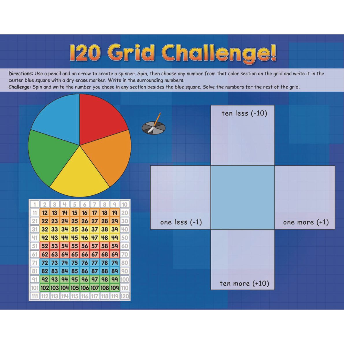 Comparing Numbers and 120 Grid Challenge DryErase Practice Mat 1 Mat
