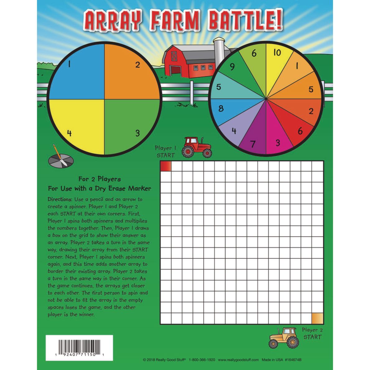 Multiplication Array and Play DryErase Practice Mat 1 Mat