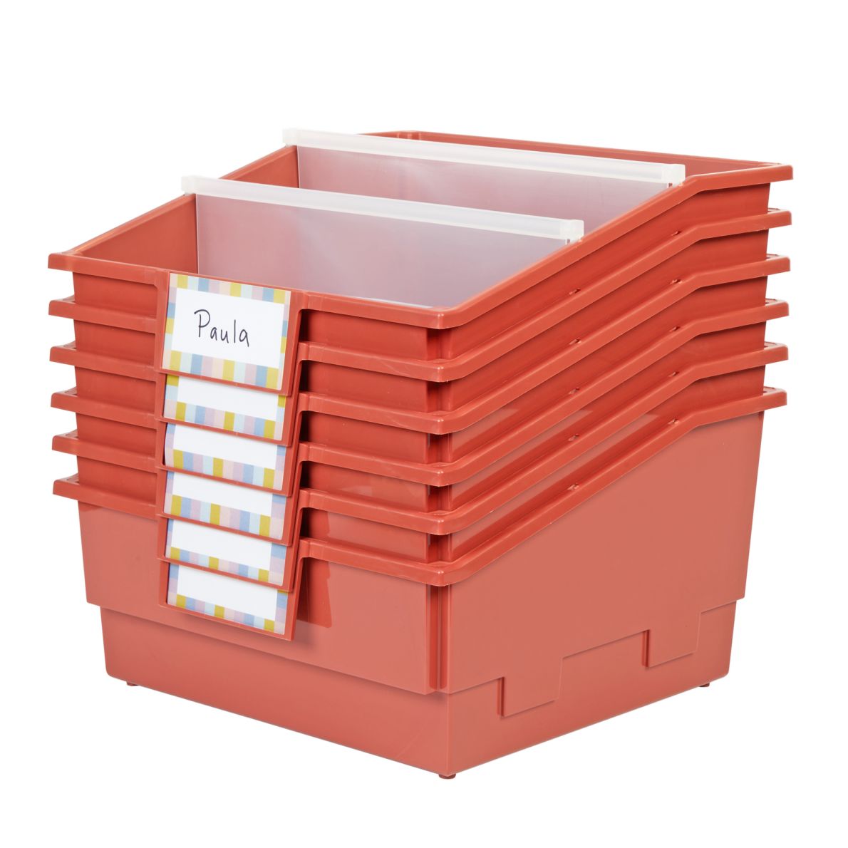 Really Good Stuff® Picture Book Classroom Library Bins™ With Dividers 6 Pack Clay