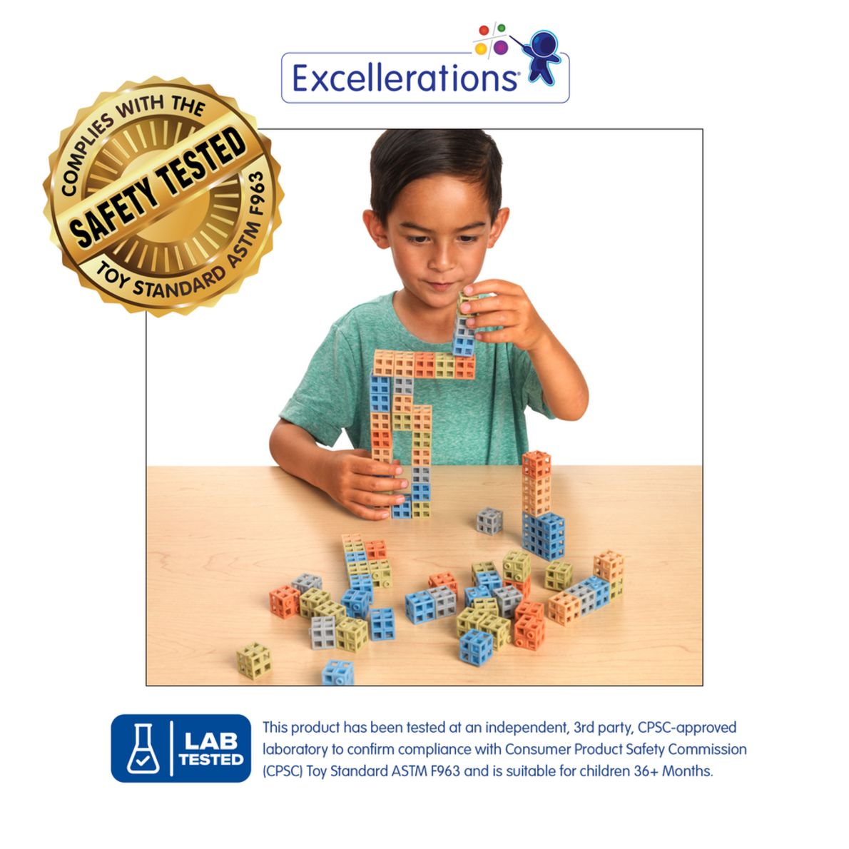 Linking Grid Excellerations® Natural Tones Grid Linking Cubes - 200 Pieces
