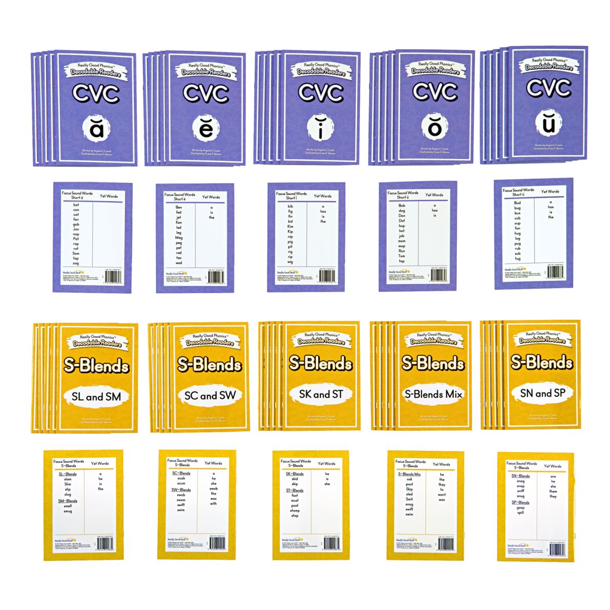 Really Good Phonics™ Decodable Readers – CVC and S-Blends Book Set