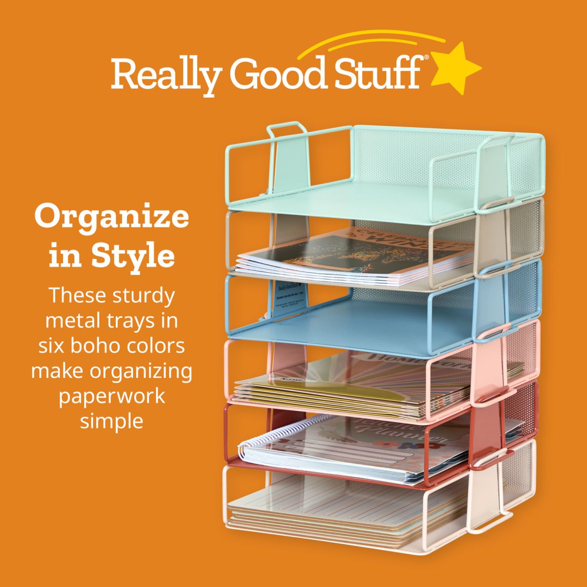 Really Good Stuff® Stackable Letter-Size Wire Rack™ - Boho