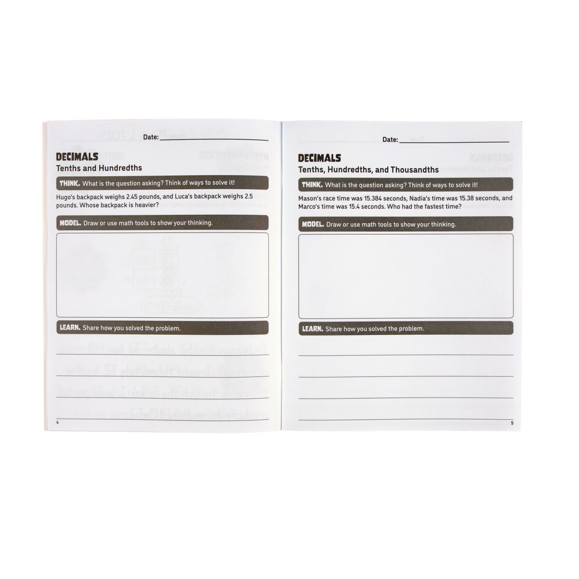 Think. Model. Learn.™ 4-5 Math Journals - Set of 12