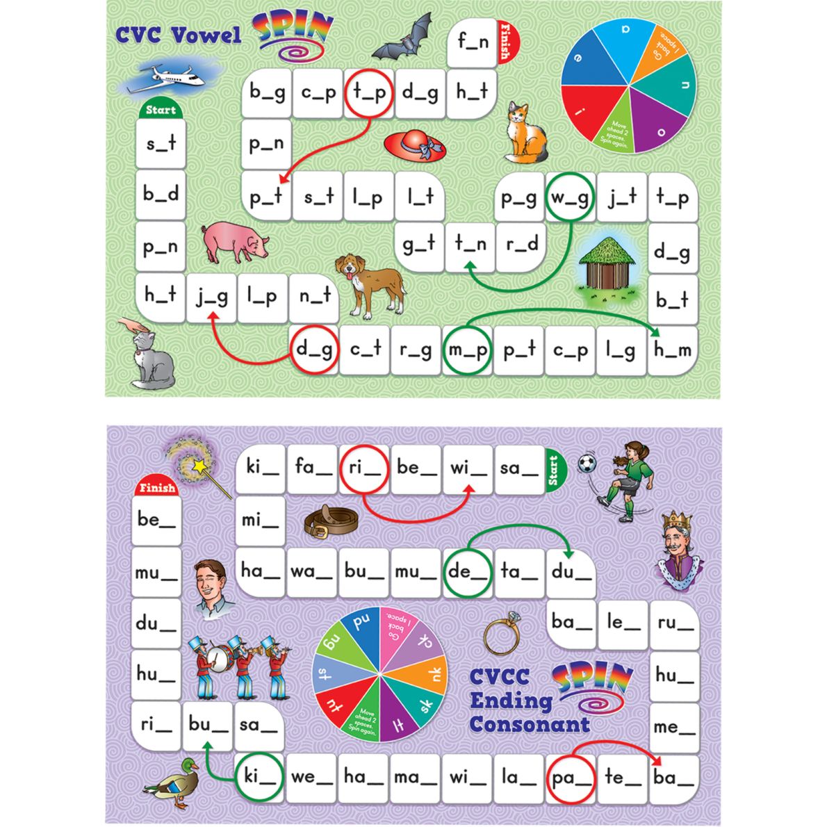 short vowel pattern word building board games 1 game