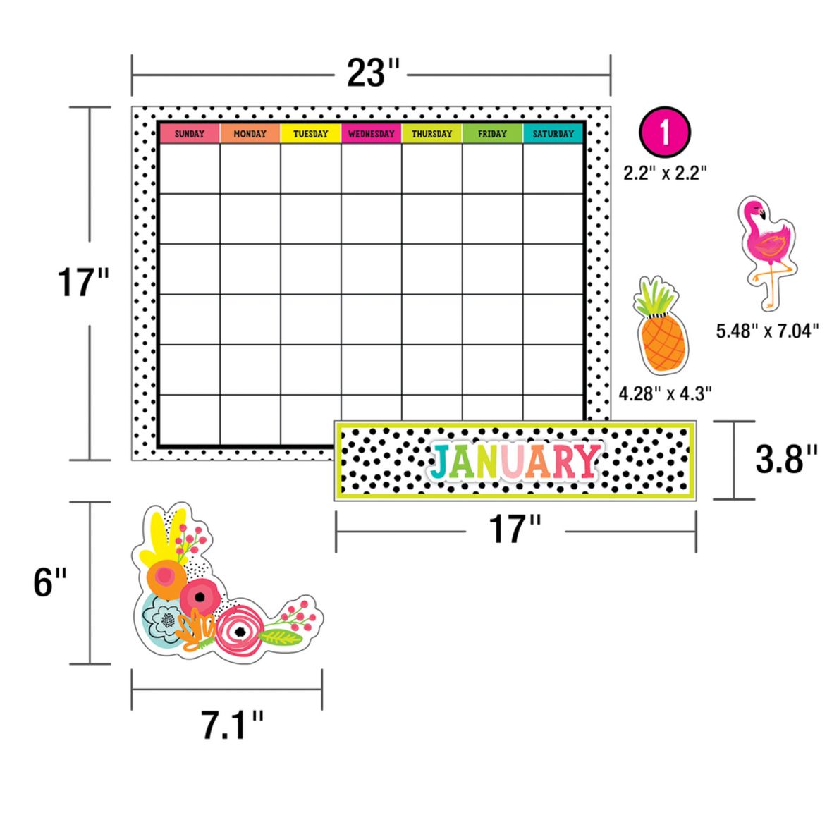 Simply Stylish Tropical Pineapple Calendar Bulletin Board Set 92pcs simply-stylish-tropical-pineapple-calendar-bulletin-board-set-92pcs