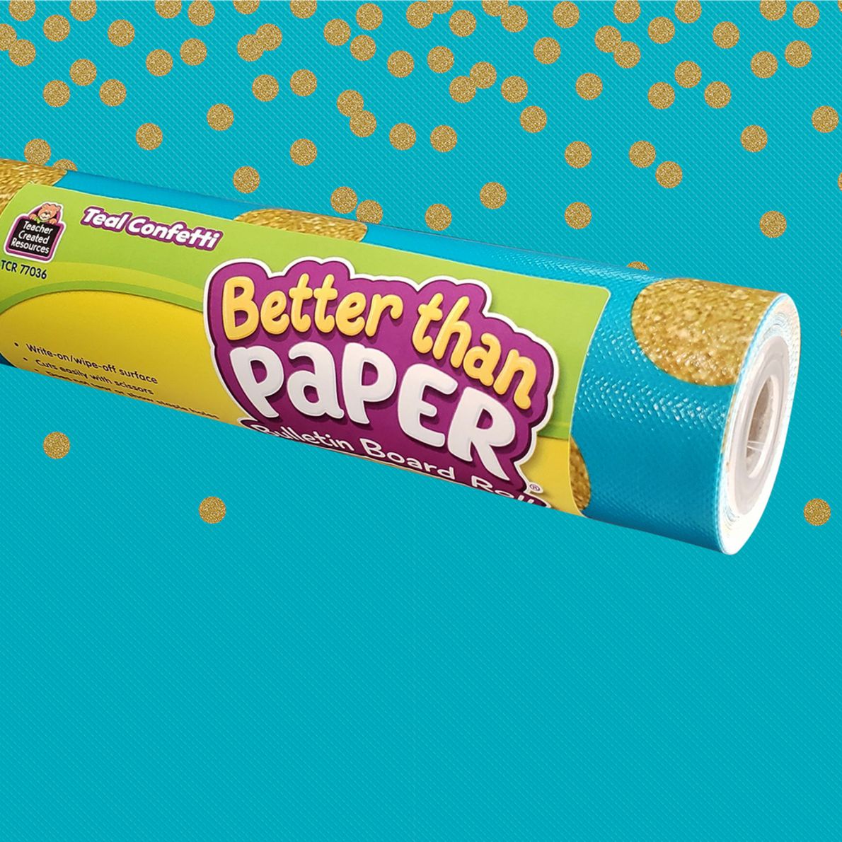 Better Than Paper Bulletin Board Roll Teal Confetti