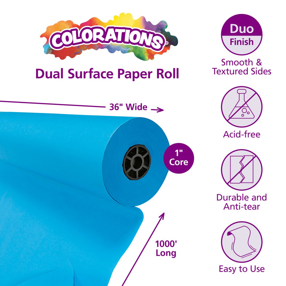 Colorations® Dual Surface Paper Roll, 36" x 1000'