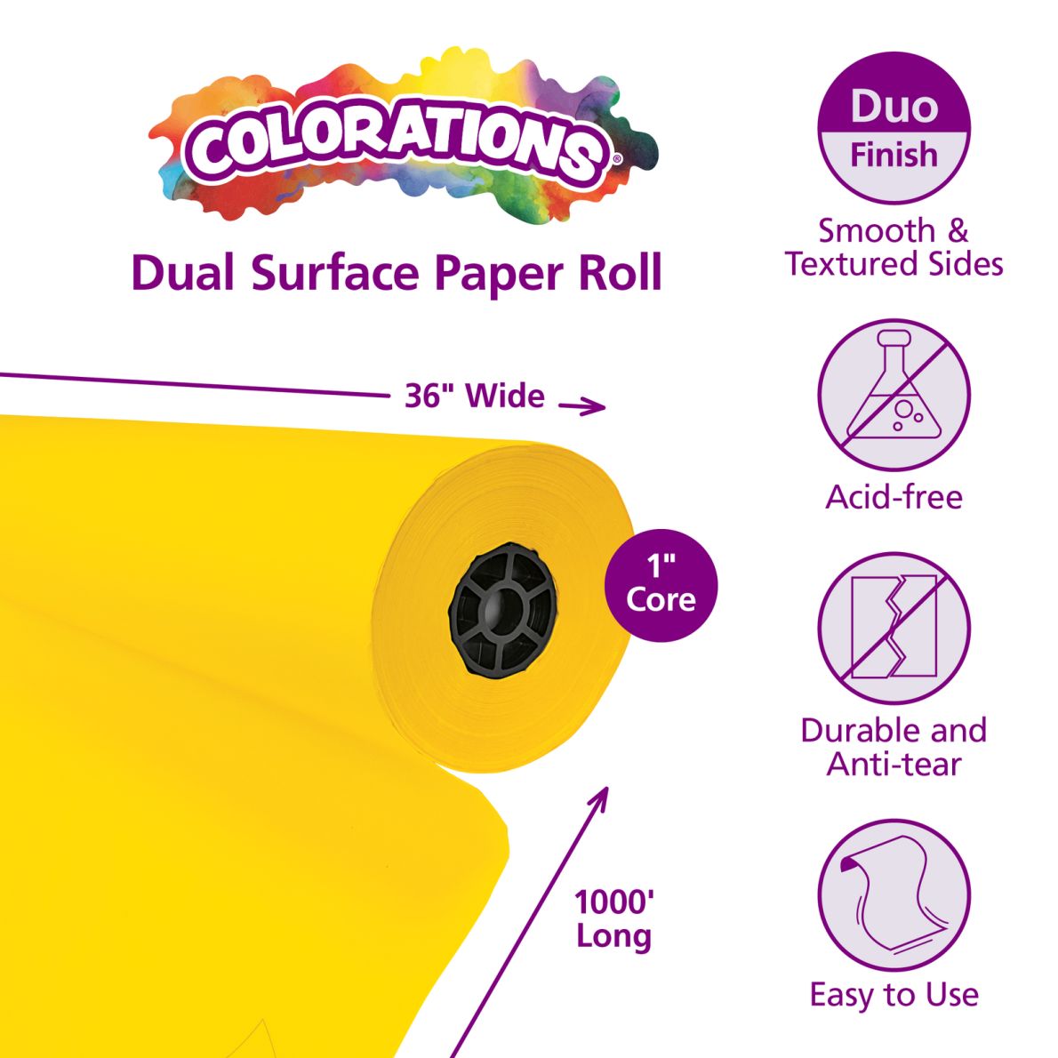 Colorations® Dual Surface Paper Roll, 36" x 1000'