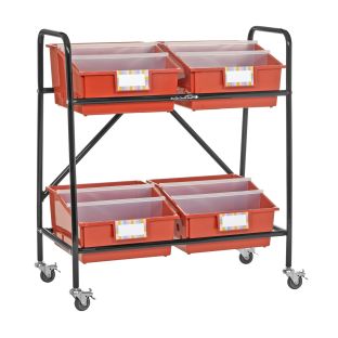Really Good Stuff® Mid-Size Mobile Storage Rack With Picture Book Bins™ - 1 rack, 4 bins