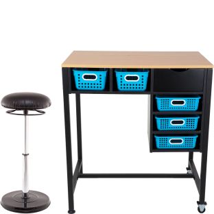 Standing Workstation With Teacher Kore Chair And Single-Color Baskets - 1 station, 1 chair, 5 baskets Standing Workstation With Teacher Kore Chair And Single-Color Baskets - 1 station, 1 chair, 5 baskets