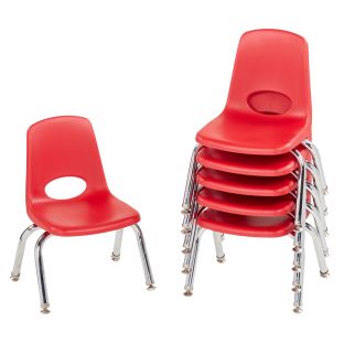 10" Stack Chair with Swivel Glides - 6 Pack - Red