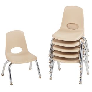 10" Stack Chair with Swivel Glides - 6 Pack - Sand